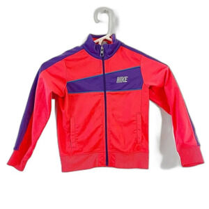 Nike Girls Orange Purple Long Sleeve Track Jacket Sz Small 6/6X